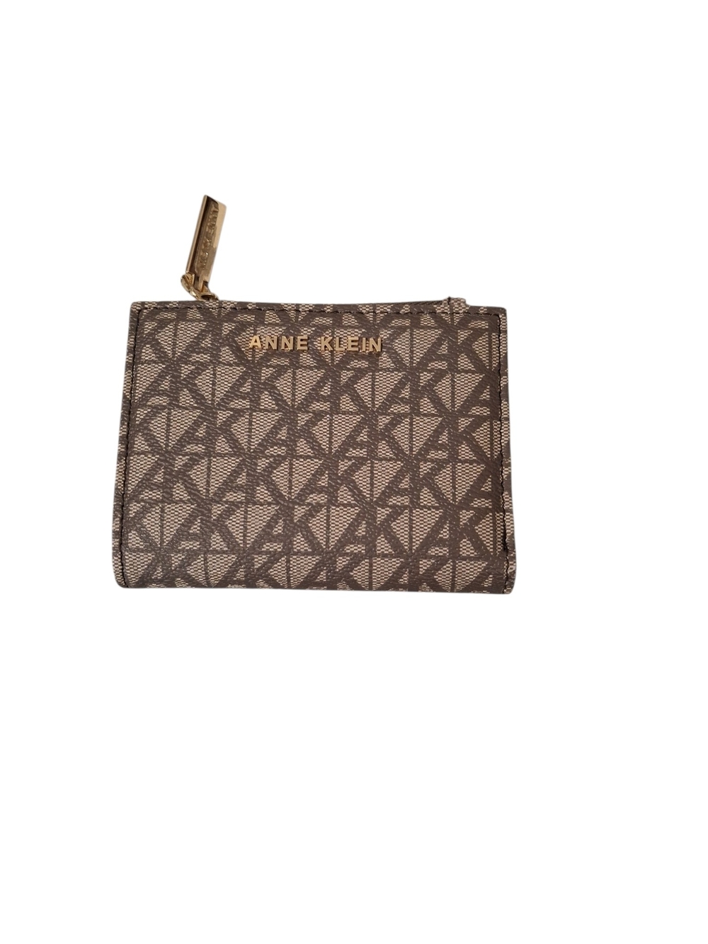 Anne Klein Brown Monogram Compact Zip Wallet
